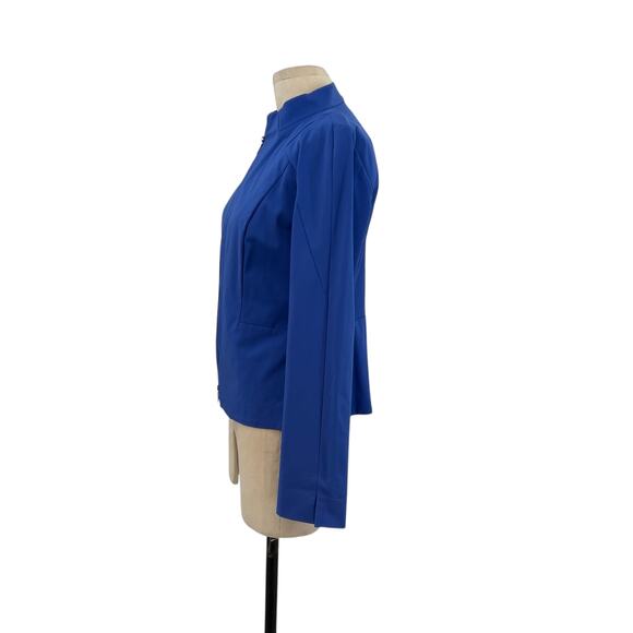 Lafayette 148 New York‎ Blazer Jacket Zip Front Cotton Blend Blue Size 2 - Picture 5 of 11